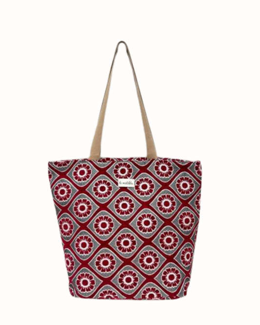 Bolso Tote Bag La Matilda Flores Rojas