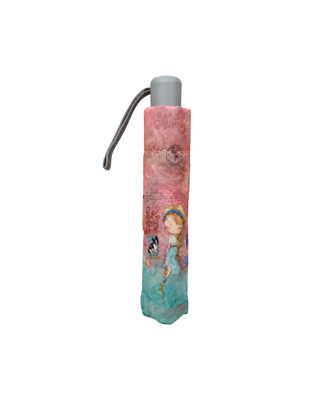 Paraguas plegable Sweet Candy con flores y peces en tonos pastel