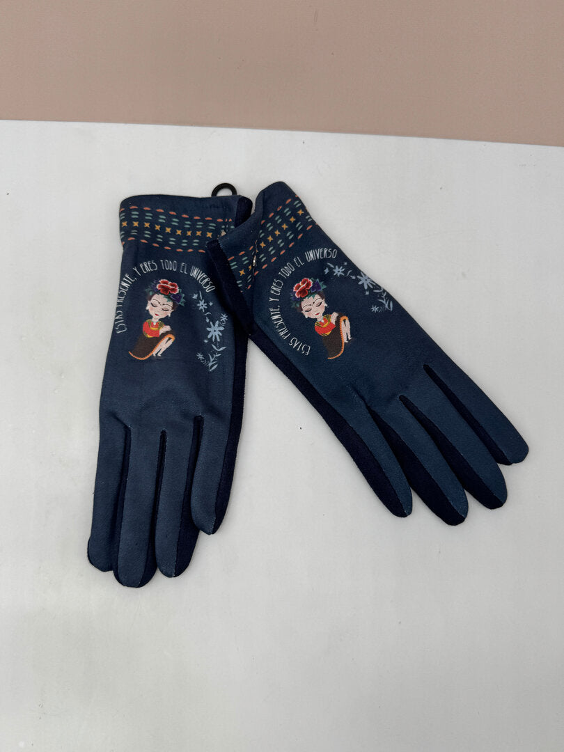 Guantes Frida Kahlo con Goma para el Móvil