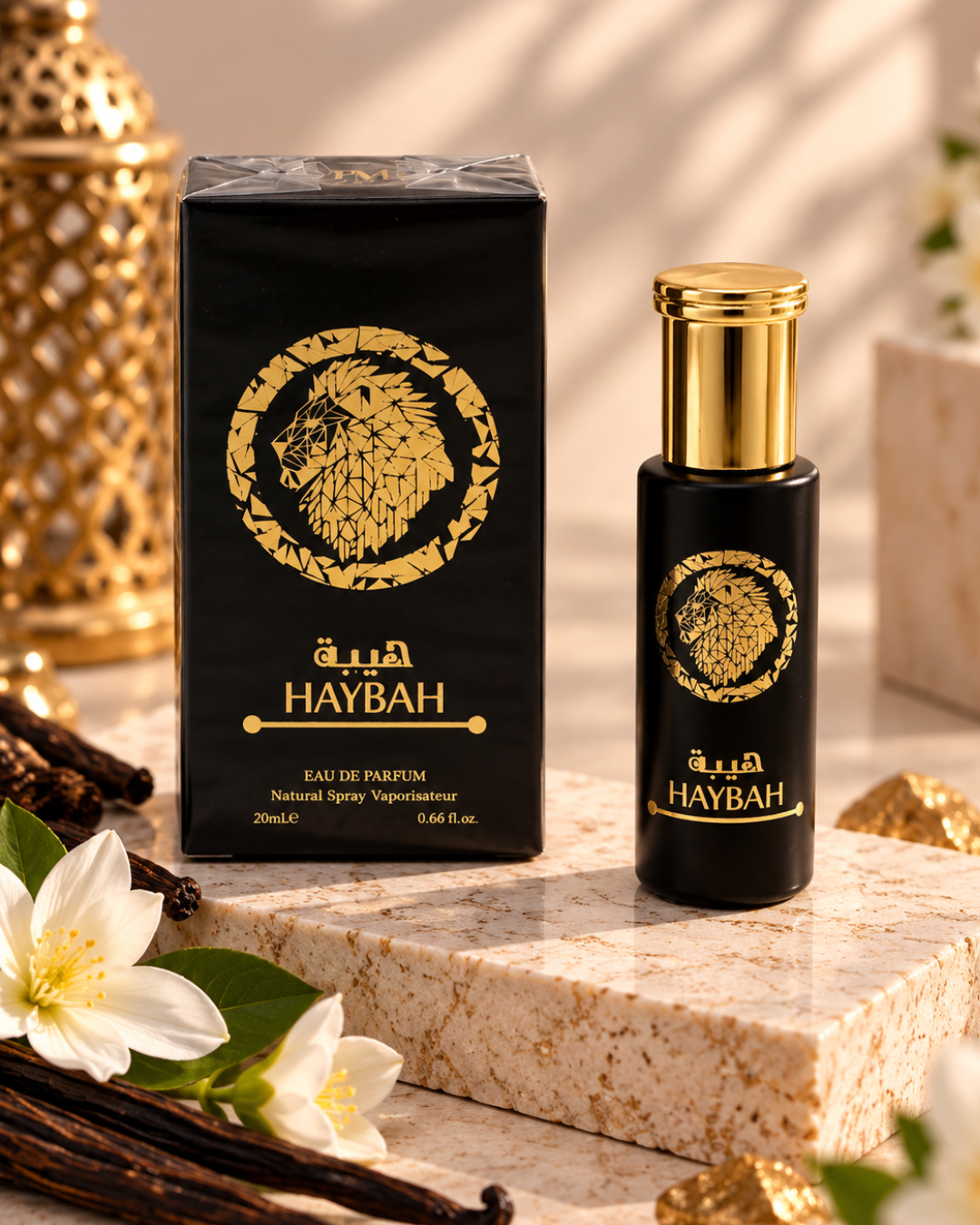Perfume árabe Haybah Eau de Parfum 20 ml negro y dorado inspirado en Gentleman Reserve Privée de Givenchy