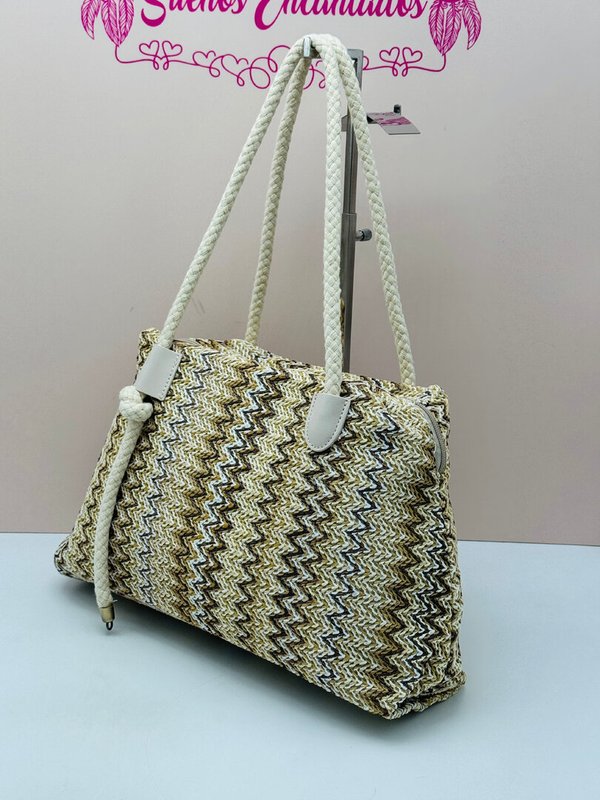 Bolso Rafia Suave Cuerda Nudo