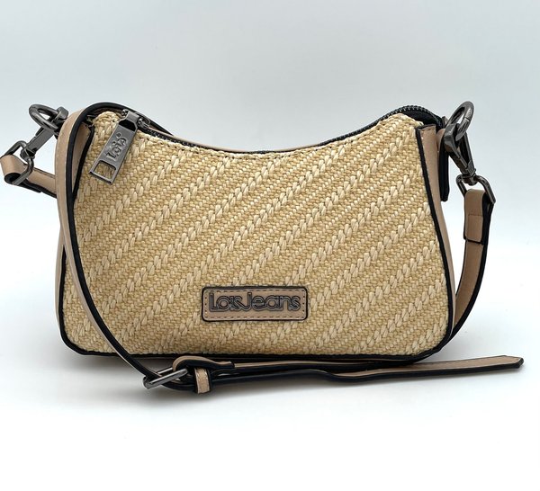 Bolso Bandolera 2 Asas Extraíbles Cadena y Ajustable Beige
