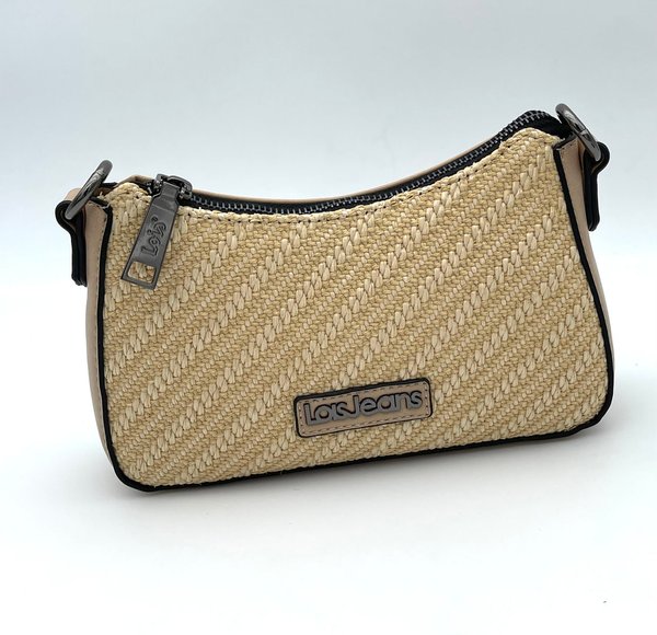 Bolso Bandolera 2 Asas Extraíbles Cadena y Ajustable Beige