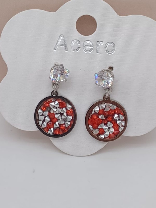 Pendientes de Acero Destellos Rojos