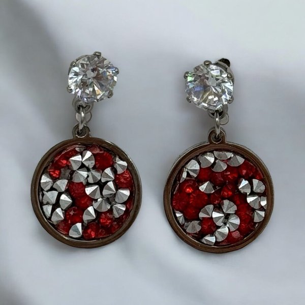 Pendientes de Acero Destellos Rojos