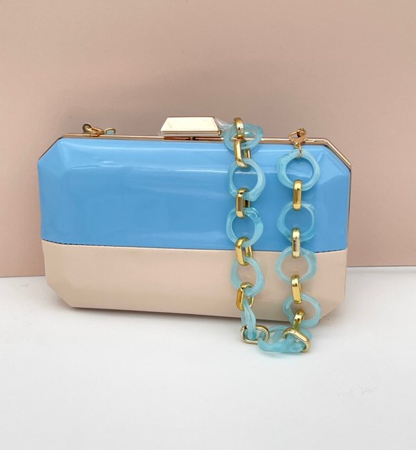 Bolso Bicolor Azul / Beige