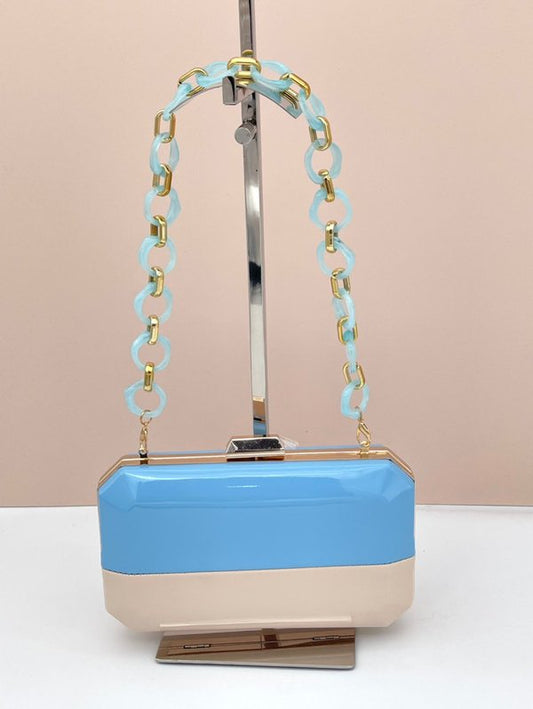 Bolso Bicolor Azul / Beige