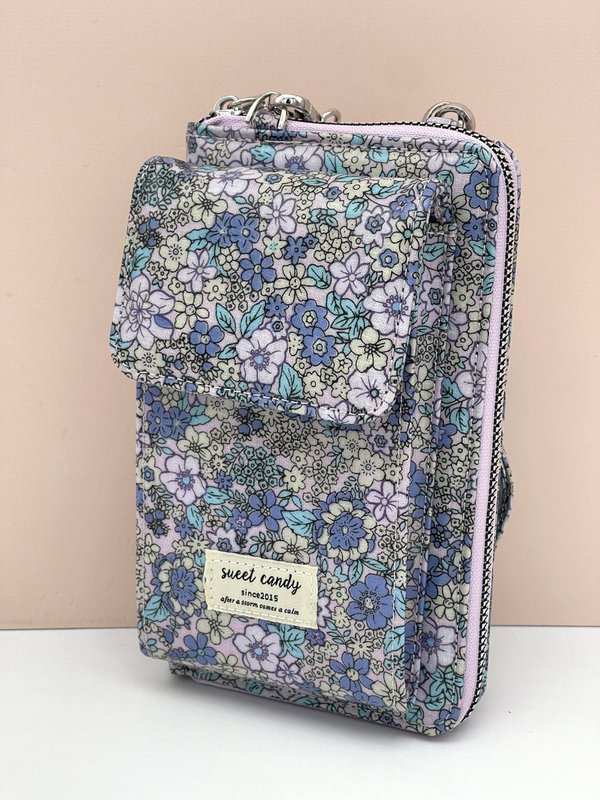 Bolso Cuelga Móvil Impermeable Sweet Candy Estampado Floral (Tonos Azules)