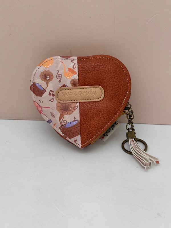 Monedero Corazón con Llavero Marrón
