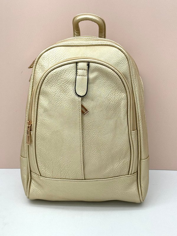 Mochila Dorada Tres Bolsillos