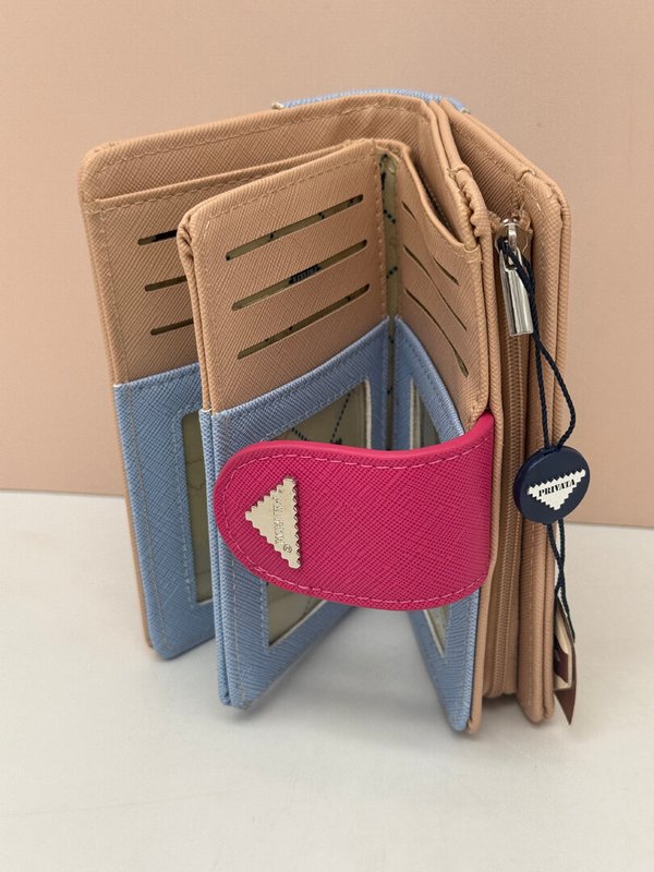Cartera Privata Tricolor (Azul, Beige y Rosa)