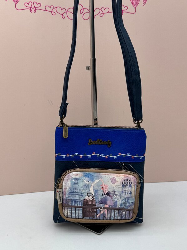 Bandolera 3 Compartimentos Sweet Candy Azul