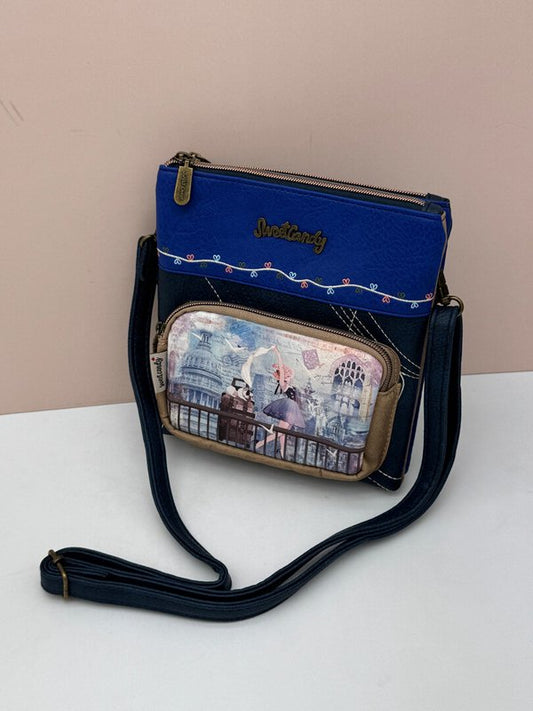 Bandolera 3 Compartimentos Sweet Candy Azul