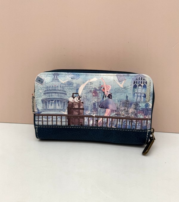 Cartera Billetera Sweet Candy con Tarjetero Extraíble Celeste
