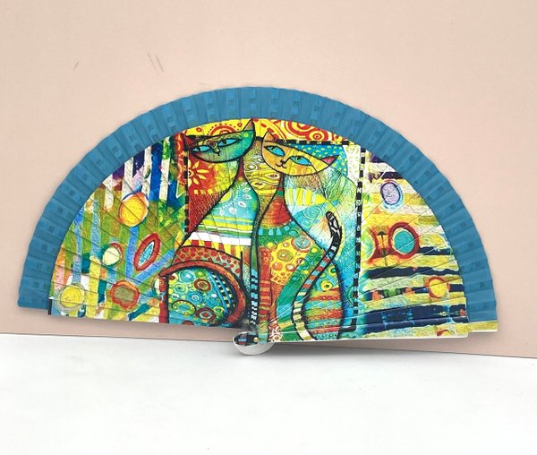 Abanico Gatitos Azul