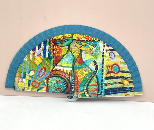 Abanico Gatitos Azul