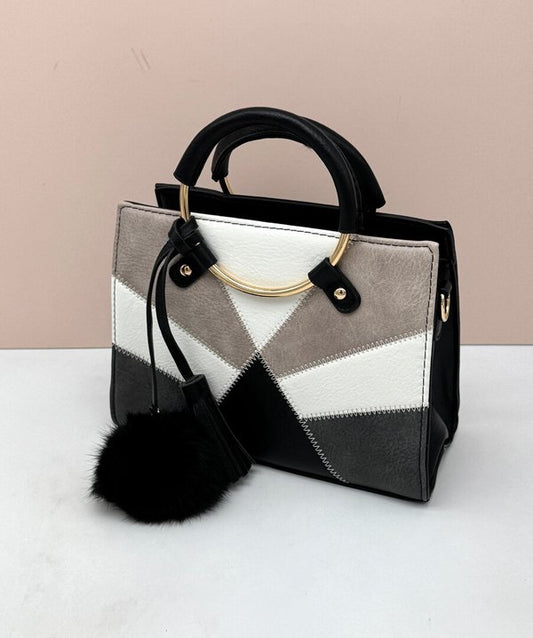 Bolso de Mano con Asas Redondas y Borla a Juego