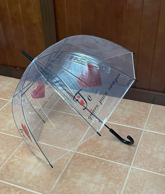 Paraguas Transparente Tipo Set " Te Quiero para Siempre"