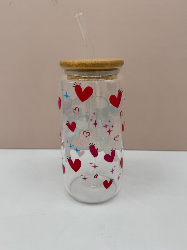 Taza de Vidrio con Tapa de Bambú y Pajita