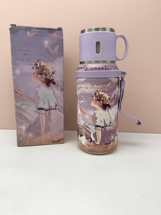 Termo Grande con Taza Sweet Candy Lila