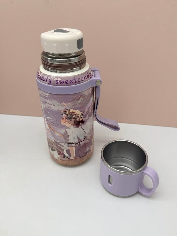 Termo Grande con Taza Sweet Candy Lila