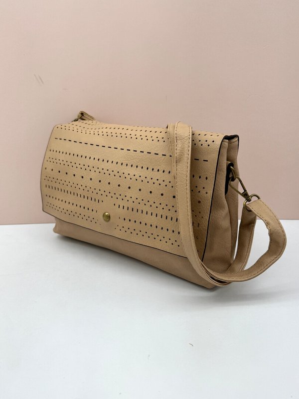 Bolso Bandolera Beige Perforado