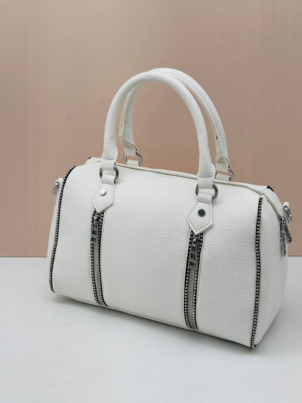 Bolso Cofre Blanco Cremalleras