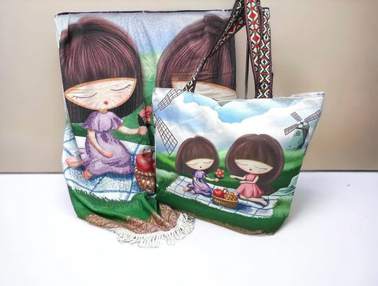 Conjunto Toalla y Bolso Niñas Merienda