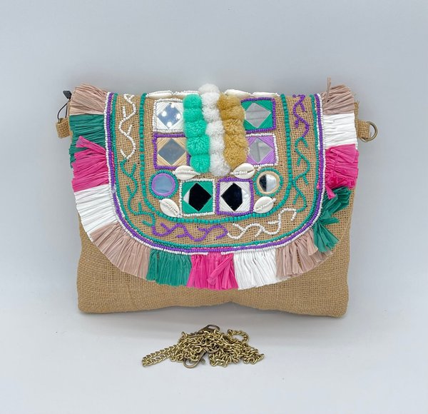 Bolso de Rafia con Abalorios