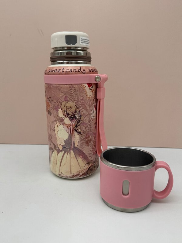 Termo Grande con Taza Sweet Candy Rosa