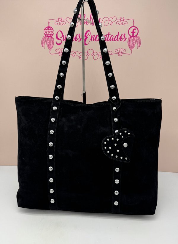 Bolso en Suave Antelina de 1ª Calidad con Detalles de Tachuelas