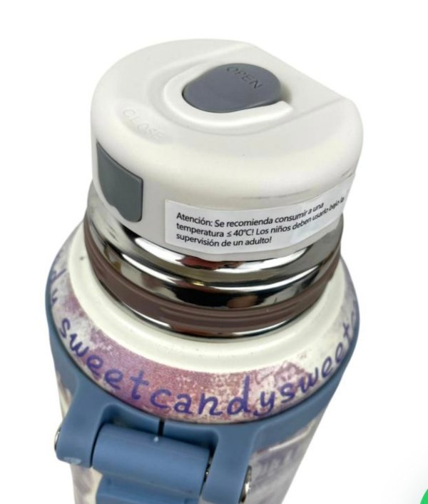 Termo Grande con Taza Sweet Candy Celeste