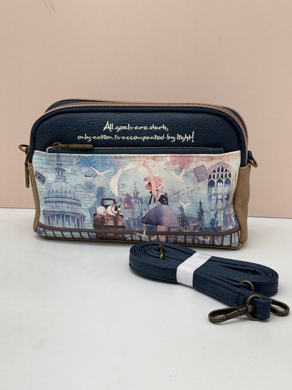 Bolso Bandolera Doble Compartimento Celeste