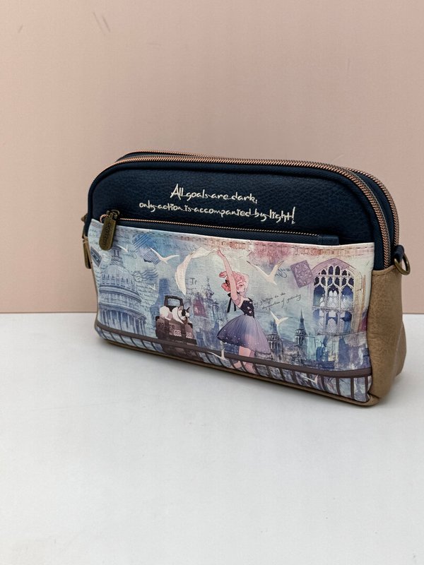 Bolso Bandolera Doble Compartimento Celeste