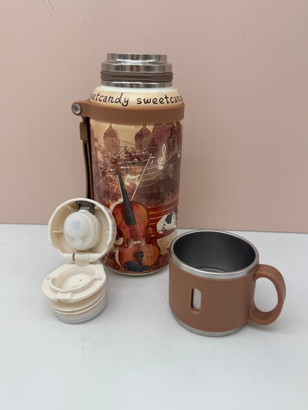 Termo Grande con Taza Sweet Candy Marrón