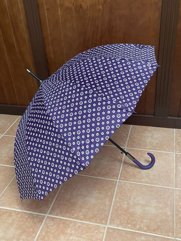 Paraguas de Bastón Morado con Florecitas