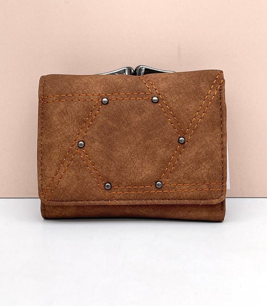 Cartera / Billetera con Tachuelas Marrón