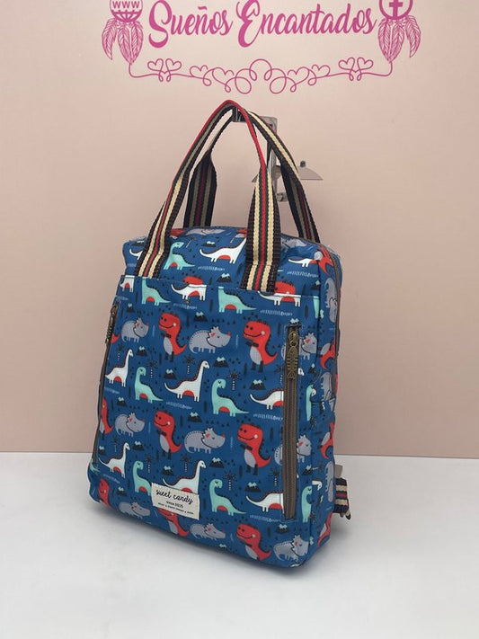 Mochila Impermeable Antirrobo Estampado Dinosaurios