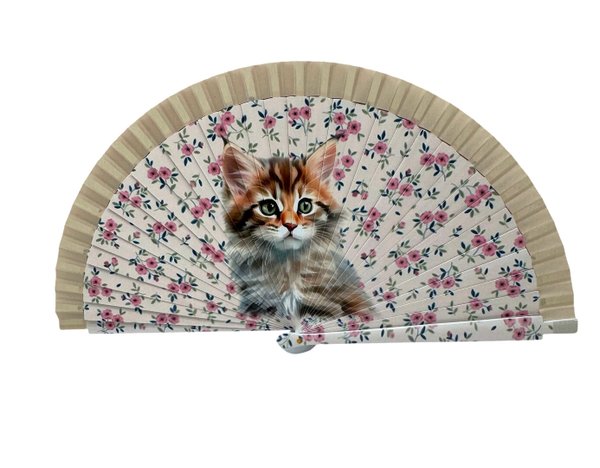 Abanico Gatito Flores