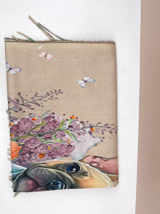 Pañuelo con Flecos Perrito con Flores