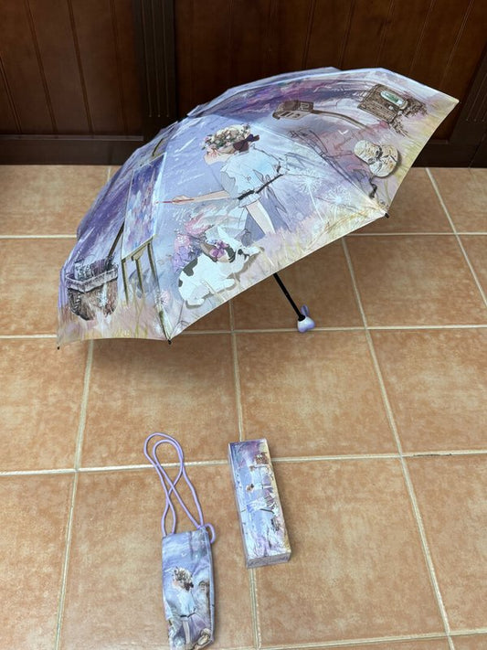 Paraguas Diseño Muñeca Sweet Candy de Mujer con Funda para Colgar Azul