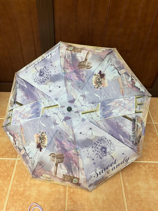 Paraguas Diseño Muñeca Sweet Candy de Mujer con Funda para Colgar Azul