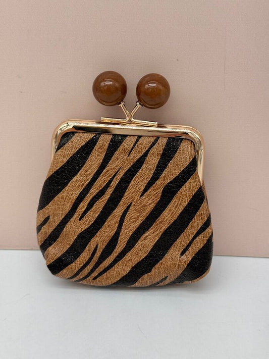Monedero Estampado Cebra Marron