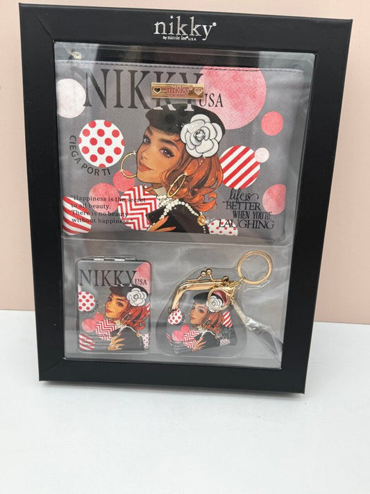 Kit Cosmetiquera, Monedero y Espejo Ciega por Ti Nikky