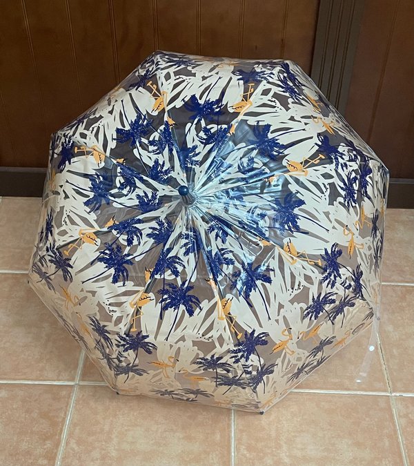 Paraguas Tipo Seta Flamencos y Palmeras