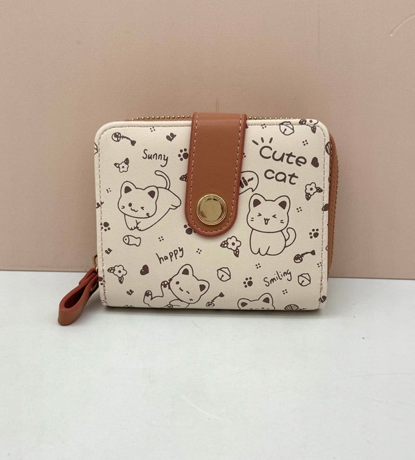 Cartera / Tarjetero Gatitos Camel