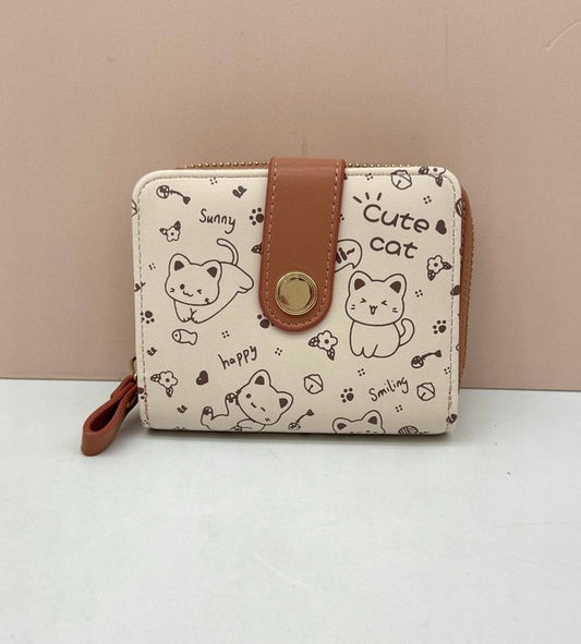 Cartera / Tarjetero Gatitos Camel