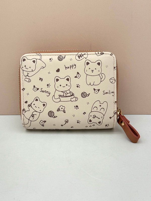 Cartera / Tarjetero Gatitos Camel