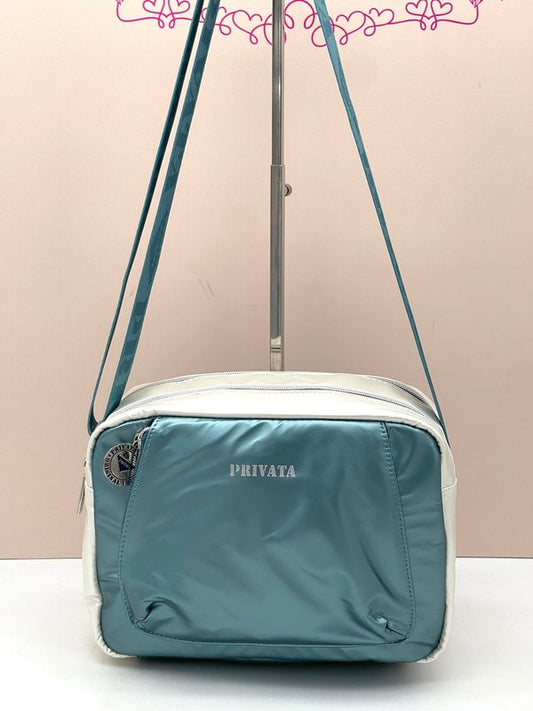 Bolso Bandolera Metal Turquesa y Crudo (Privata)