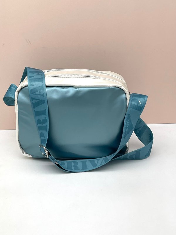 Bolso Bandolera Metal Turquesa y Crudo (Privata)